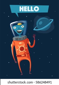 Friendly alien. Cartoon vector illustration