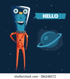 Friendly alien. Cartoon vector illustration
