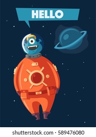 Friendly alien. Cartoon vector illustration
