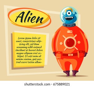 Friendly alien. Cartoon vector illustration