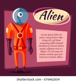 Friendly alien. Cartoon vector illustration