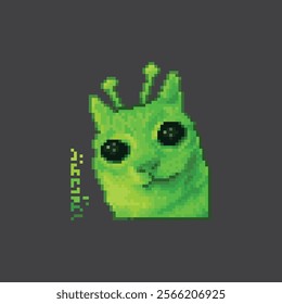 Friendly alien cat, pixel art meme