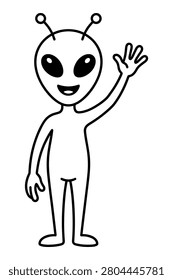 Friendly alien character, space creature, extraterrestrial, simple illustration.