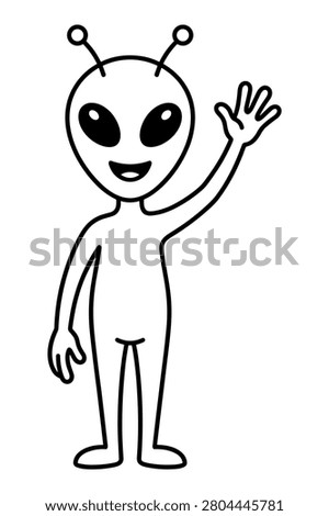 Friendly alien character, space creature, extraterrestrial, simple illustration.