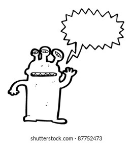friendly alien waving cartoon
