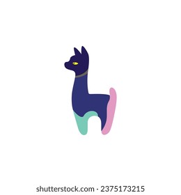 Friendly Alpaca icon. Cute Llama emblem. Adorable farm animal symbol. Lama company brand sign. Vector illustration. svg