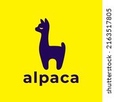 Friendly Alpaca logo. Cute Llama icon. Adorable farm animal symbol. Lama company brand sign. Vector illustration.