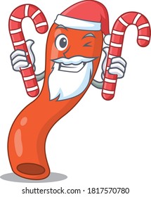 Friendly appendix dressed in Santa Cartoon character with Christmas candies