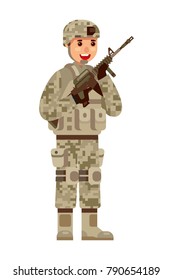 friendly army soldier with...le vector illustration