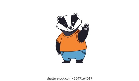 Amigável Badger acenando Hello Animation