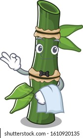 Friendly bamboo Character stand as a Waiter character