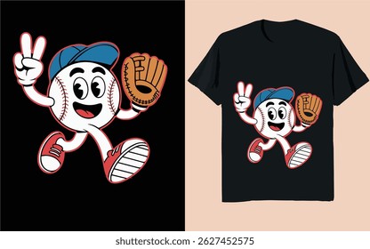 Friendly Baseball Glove and Ball Character Duo in Cartoon Style