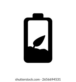 Friendly battery silhouette icon vector flat design.