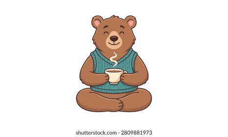 Friendly Bear Character Sitting