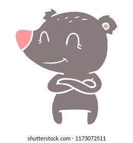 friendly bear flat color style cartoon