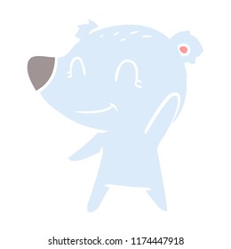 friendly bear flat color style cartoon