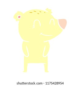 friendly bear flat color style cartoon
