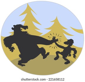 Friendly Bear - Man greeting in wilderness background.