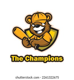 Friendly Bear Mascot logo for sports.