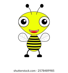 Friendly bee with happy face