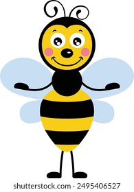 Friendly bee isolated on white
