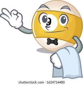 Friendly billiard ball Character stand as a Waiter character