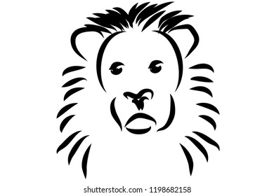 Friendly Black and White Lion Head Logo Vector