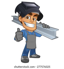 friendly blacksmith or welder, wearing a girder