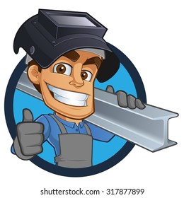 Friendly blacksmith or welder, wearing a girder