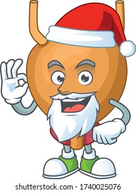 Amigable vejiga Santa caricatura diseño del personaje con el dedo bueno