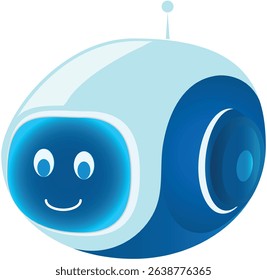 Friendly blue chatbot for interacting with children and promoting safety. The AI ​​chatbot has expressive features and a warm, playful smile, inspiring confidence and reassurance. Cute, charming.