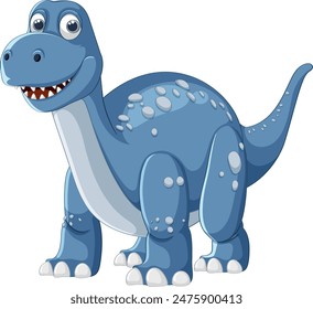 Friendly blue dinosaur with a big smile