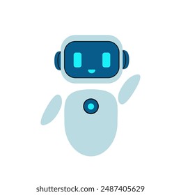 Friendly Blue Robot Waving A cartoon