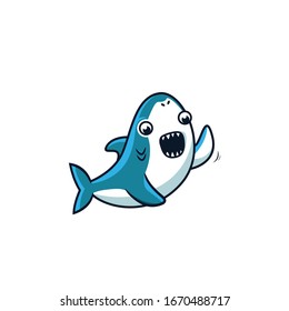 Friendly Blue Shark Cartoon Illustration