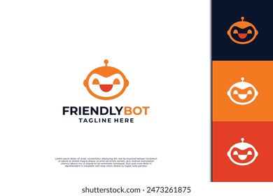 diseño amigable del logotipo del bot. Feliz robot concepto de logotipo