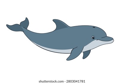 Friendly bottlenose dolphin swimming vector illustration with swimming wildlife friendly illustration