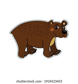 Friendly brown bear cartoon icon vector illustration