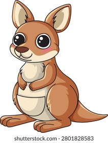 A friendly brown kangaroo character stands upright in a clean vector style with bold outlines