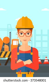 Friendly builder with arms crossed.