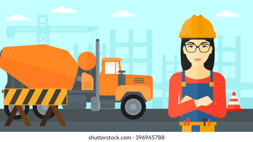 Friendly builder with arms crossed.