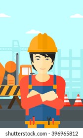 Friendly builder with arms crossed.