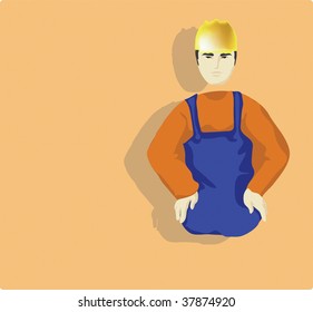 a friendly builder waiting for your pointing