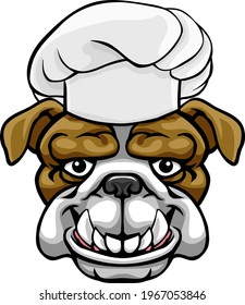 A friendly bulldog chef mascot cartoon character 