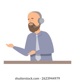 Friendly call center operator is explaining something during a call