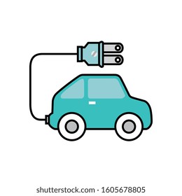 friendly car with plug ecology icon vector illustration design