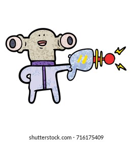 friendly cartoon alien with ray gun