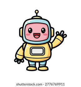 Friendly cartoon astronaut in spacesuit smiling
