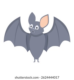 Friendly cartoon bat character flapping its big wings