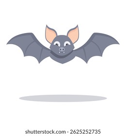 Friendly cartoon bat flapping its wings and smiling