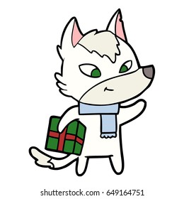 caricatura amistosa navidad lobo